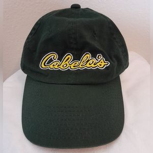Cabela's Baseball Cap Hat GreenYellow Adjustable Strap Embroidered Logo Preowned